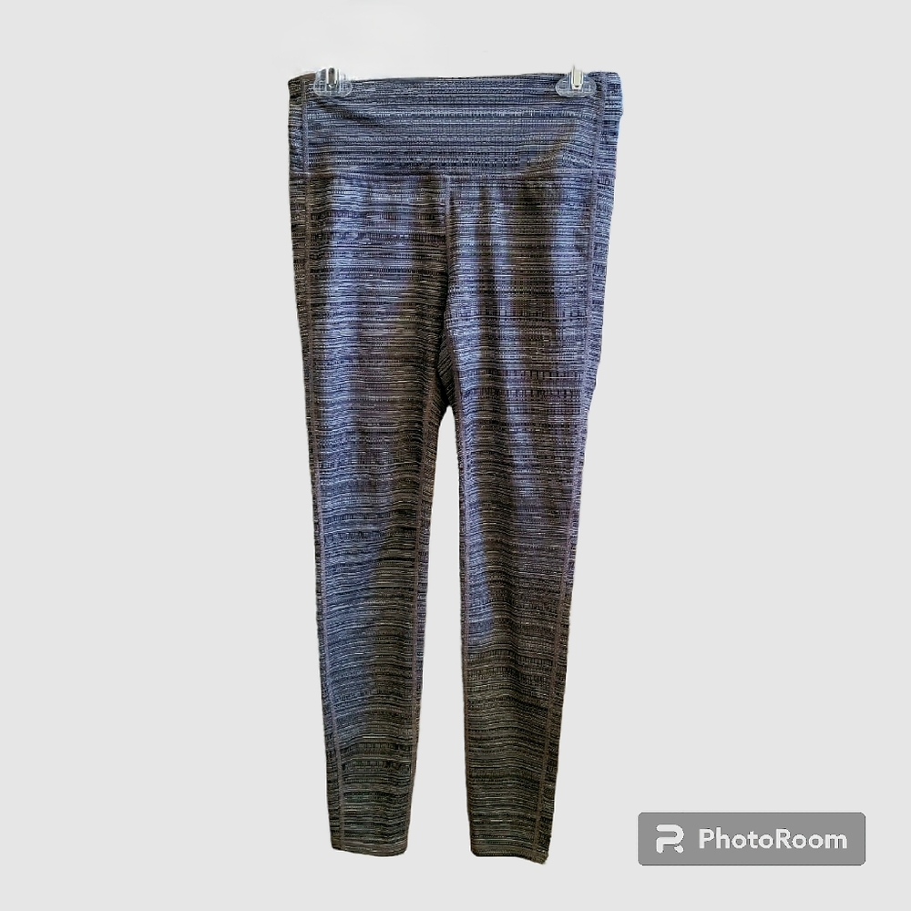 Athleta Jacquard Chaturanga High Rise Leggings Black, Gray & White Size Medium